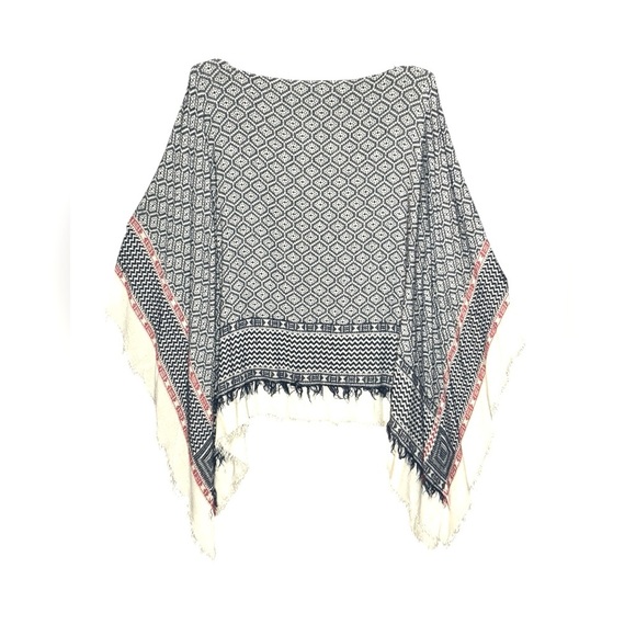 Sonoma Sweaters - Sonoma Navy and Cream Patterned Poncho